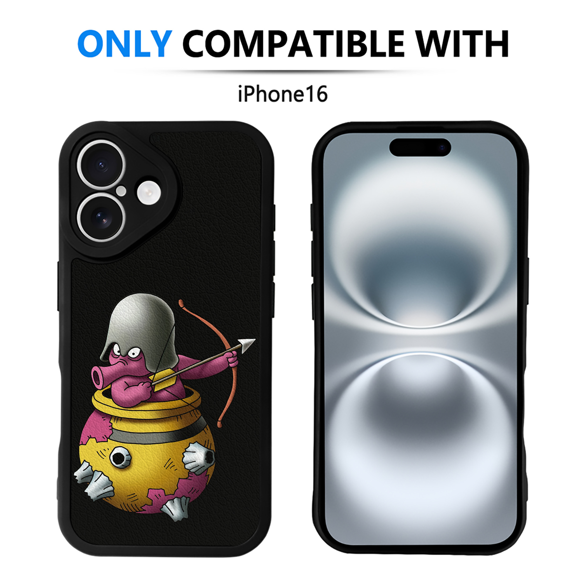 （画像用） ドラゴンクエスト Doragon Kuesuto Dragon Quest 【iPhone 16シリーズ対応】シリコンスマホケース（レザー調） 材質：シリコン
